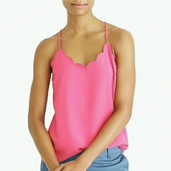 J. Crew NWT Scalloped Pink Tank Womend Size 00 XS Lined